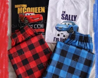 McQueen & Sally Oversized Pajama Set, Cotton T-Shirt + Pants for Couples/Family, Adults and Children Gift Valentine Boyfriend Girlfriend