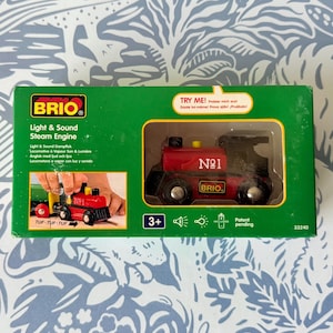 Vintage Brio Light & Sound Steam Engine 33240 | Designed in Sweden 2003 | NIB NOS | Wooden Railway Accessory w Working Horn and Light