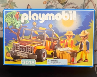 Set PLAYMOBIL Vintage Safari Explorateur 1985 - Avec Jeep, Chimpanzés, Photographe - État Correct