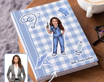 Personalized Nurse Journal with Stethoscope, Custom Name Gifts for Nurses & Doctors, Nurse Appreciation Gift for Her, RN Graduation Keepsake