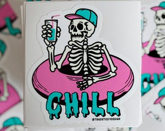 Chill Summer Skeleton Sticker