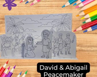 Manualidad de la historia bíblica de David y Abigail / Escena de comedia en 3D (descarga digital)