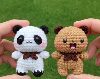 Crochet Cute Bear – Handmade Amigurumi Keychain, Cute Animal Gift, Bear Couple Toy Charm, Crochet Keychain, Gift