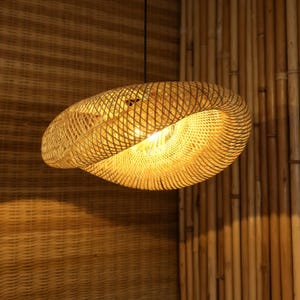 Rattan pendant light shade wicker ceiling lampshade hanging lights chandelier handcrafted rustic home decoration