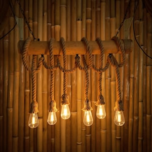 Bamboo rope pendant lamp rope hanging light boho ceiling lamp jute pendant light dining room decoration