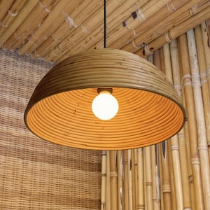 Rattan pendant light large wicker boho chandelier lighting bamboo ceiling lamp shade art decor light