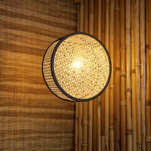 Rattan pendant light large wicker boho chandelier lighting bamboo ceiling lamp shade art decor light