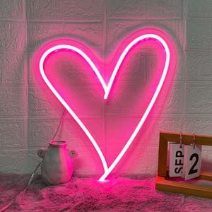 Heart Neon Sign USB Light Up Sign Love Neon Sign Heart Decor Bedroom Neon Light Anniversary Gift Heart Sign Led Pink Neon Light Wedding Gift