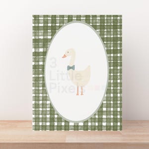 Goose Nursery Print: Watercolor Duck with Blue Bowtie (Digital Download)