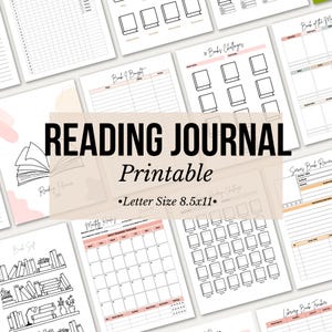 Book Reading planner bundle printable,Reading planner 2025,printable reading challenge,Book review log book, Monthly Reading journal minimal