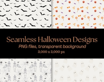 Seamless Halloween Patterns, Cute and Creepy Digital Paper, Halloween Backgrounds for Printing, Scrapbooking & Sublimation, Instant Download