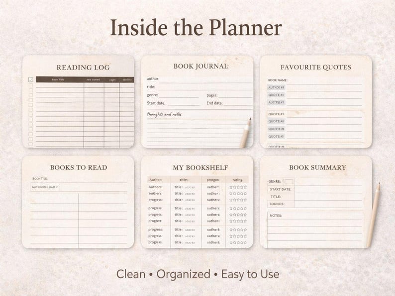 Reading Journal & Book Tracker | Canva Editable, Instant Download - Etsy