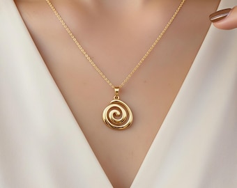 Spiral Pendant Necklace, Gold Necklace, Silver Necklace, Pendant Necklace, Dainty Everyday Necklace,Minimalist Necklace, Handmade Necklace
