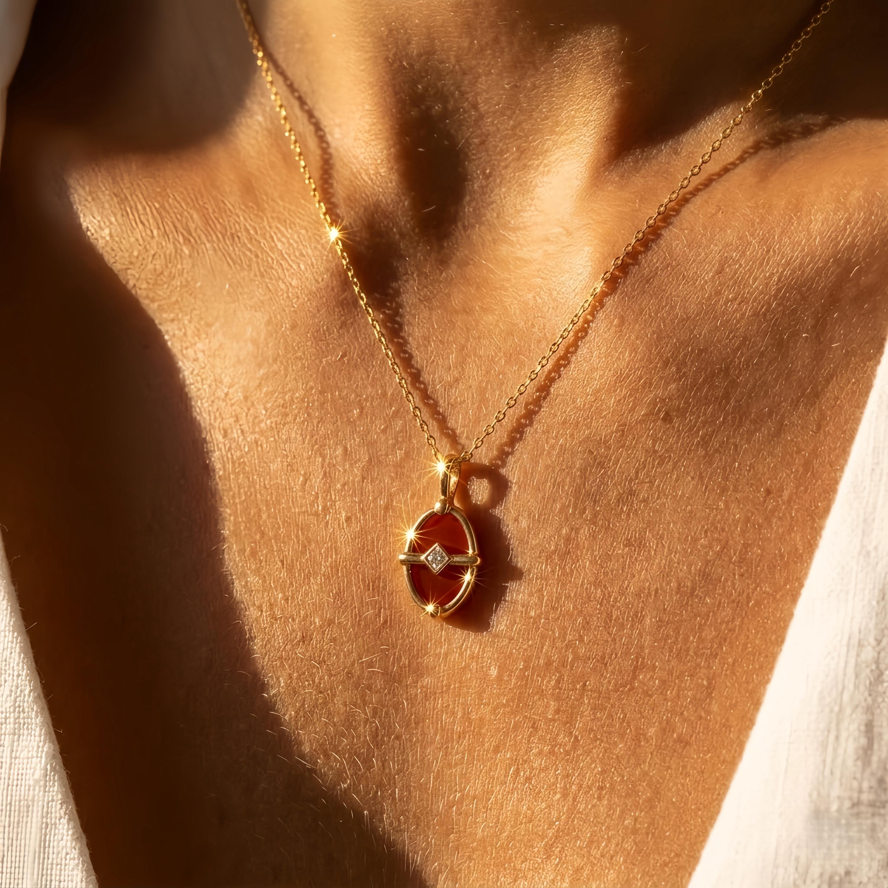 Necklace red stone gold - Etsy 日本