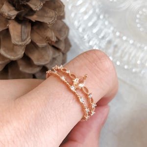 Anillo de oro con diamantes, anillo ajustable, anillos de oro, anillo de circonita, anillos hechos a mano, anillo minimalista, regalo para ella