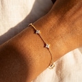 WaterProof 18K Gold Flower Bracelet, Dainty Diamond Clover Chain, Minimalist Jewelry Gift for Her, Floral Charm Bracelet, Bridesmaid Gift