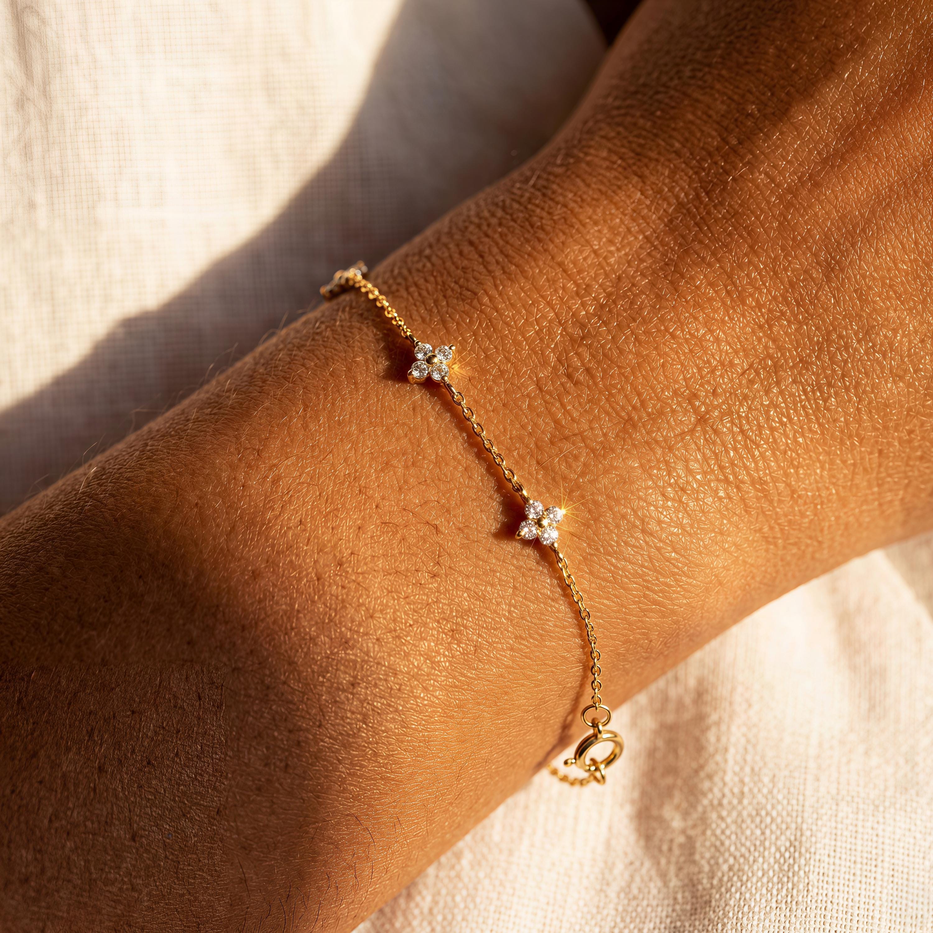 18k gold plated clover bracelet - Etsy 日本