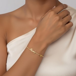 Personalized Name Bracelet Gold, Custom Letter Script Charm, Delicate Sterling Silver Plated Birthday Gift for Women & Bridesmaids image 7