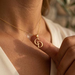 Personalized Two Initial Necklace, 18K Gold Plated Sterling Silver Monogram