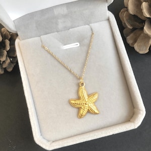 Sierlijke zeester hanger ketting, zeester sieraden, strand sieraden, oceaan ketting, zomer ketting, hanger ketting, handgemaakte ketting