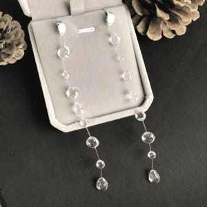 Handmade Dew Long Earrings, Water Drop Earrings, Floating Jewelry, Dainty Earrings, Long Dangle Earrings, Drop Earrings, Handmade Earrings
