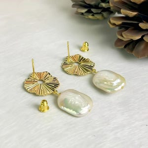 Baroque Pearl Earrings, Irregular Pearls Earrings, Gold Dangle Earrings, Pearls Drop Earrings, Everyday Earrings, Birthday Gift,Gift For Her