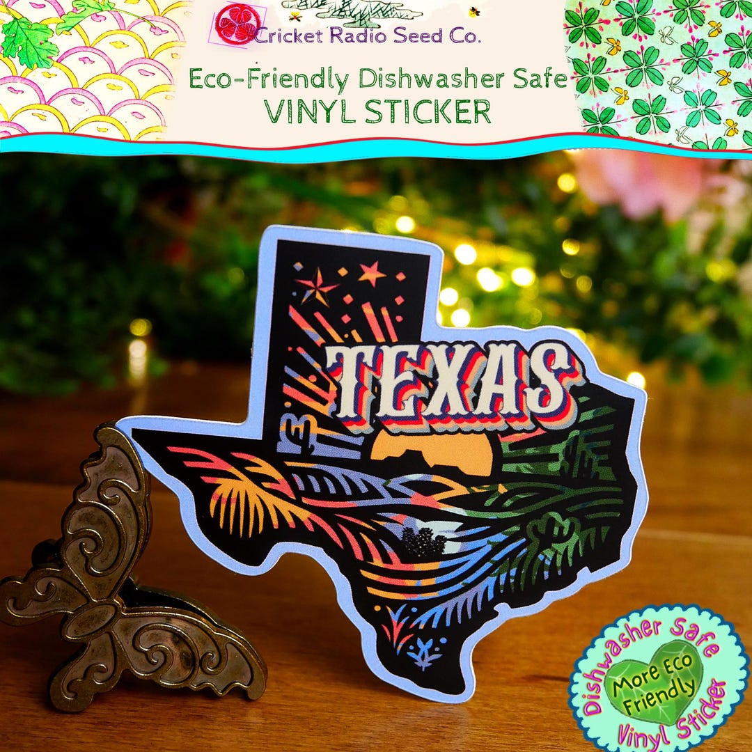 Texas State Retro WPA Style VINYL Sticker | Eco Friendly Dishwasher ...