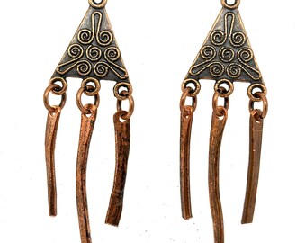 Recycled Unique Abstract Copper Earrings