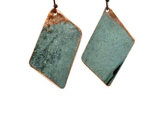 Recycled Unique Pale Turquoise Copper Earrings
