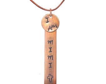 Stamped Handmade Grandmothers Copper Necklace