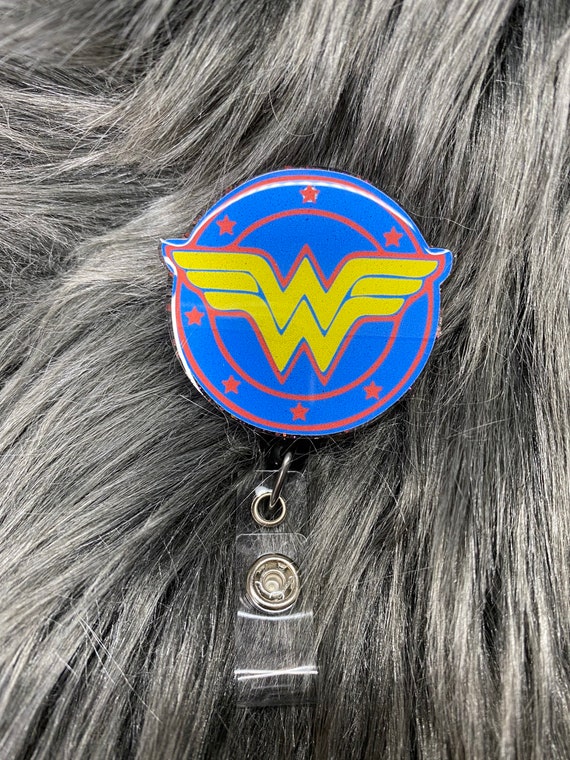 Wonder Woman Super Hero Retractable Badge Reel, Personalized Badge Reel,  Custom Name Badge Holder for Healthcare Professionals and Office 