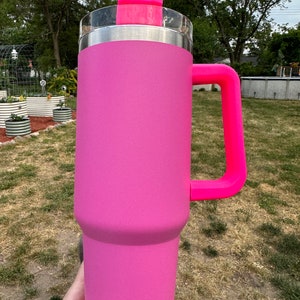 Pink 40oz Double Walled Tumbler Stainless Steel with lid and straw, Tumbler cup with handle, Tumbler with straw, 40 oz tumbler, Cup with lid