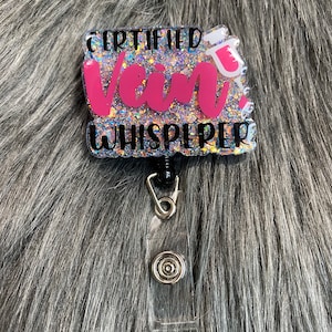 Vein Whisperer Retractable Badge Reel, Personalized Badge Reel, Custom Name Badge Holder for Healthcare Professionals & Office Workers