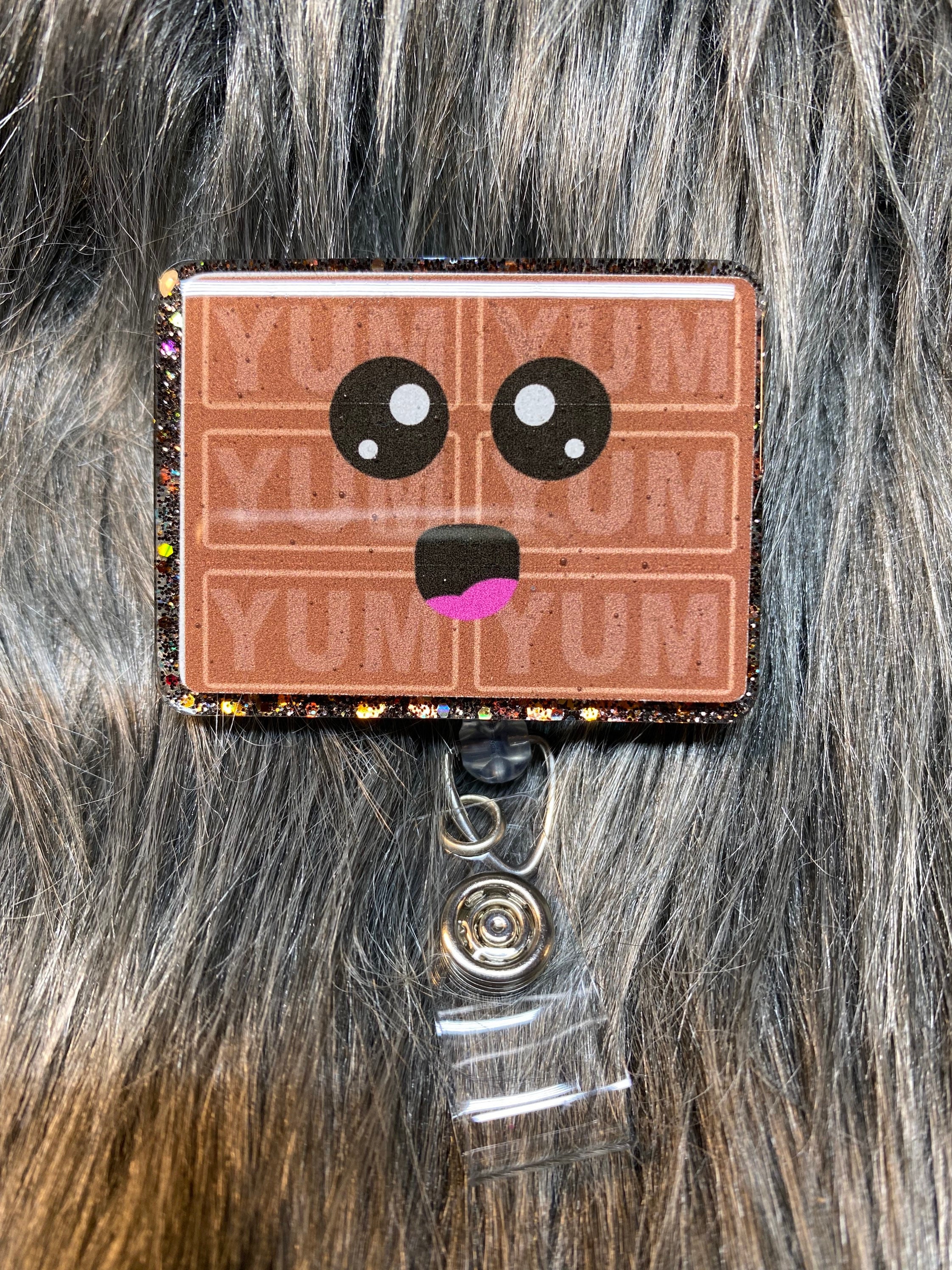Chocolate Bar Retractable Badge Reel, Personalized Badge Reel, Custom Name  Badge Holder for Healthcare Professionals and Office Workers 