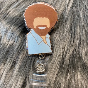 Bob Ross Retractable Badge Reel, Personalized Badge Reel, Custom Name Badge Holder for Healthcare Professionals & Office Workers, Glitter