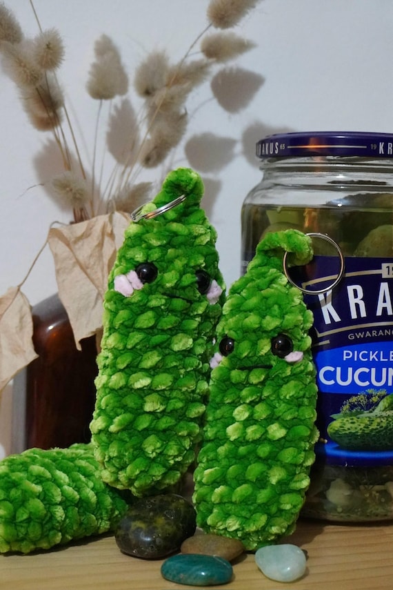 Crochet Pickle Keychain: Plush Lighter/chapstick Holder - Funny