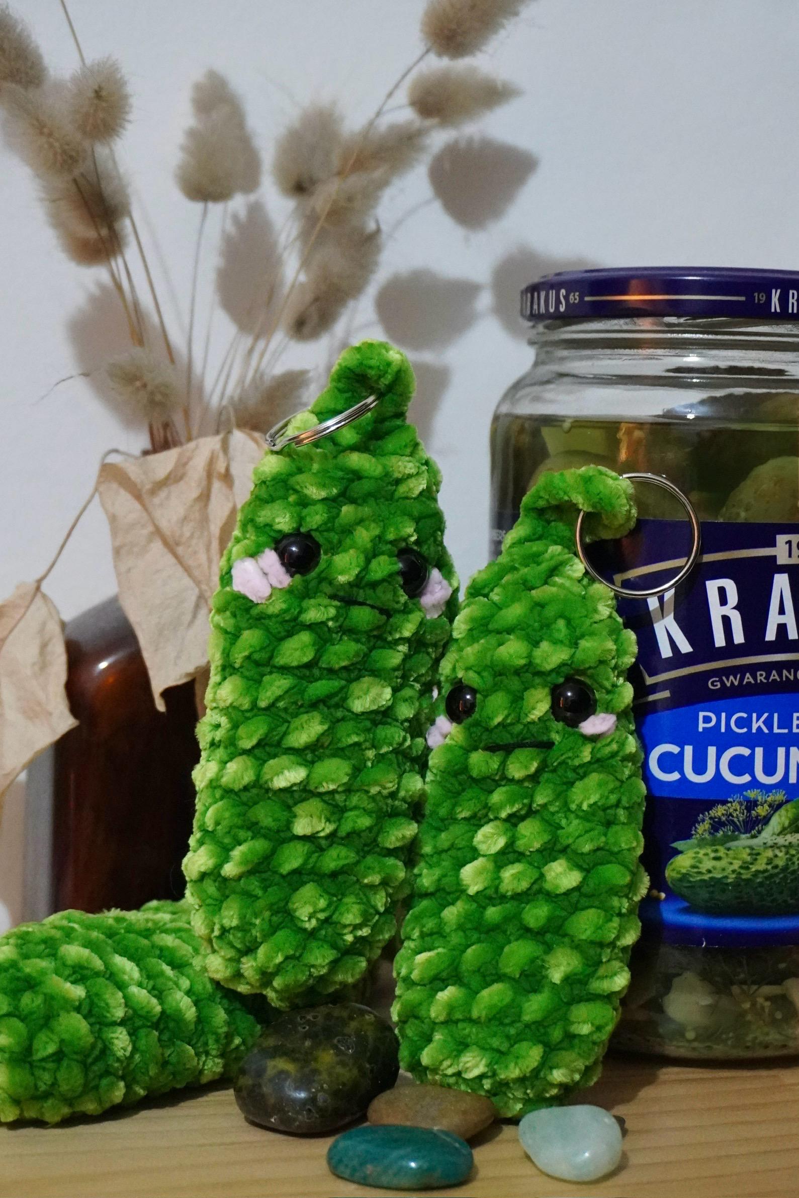 Crochet Pickle Keychain: Plush Lighter/chapstick Holder - Funny