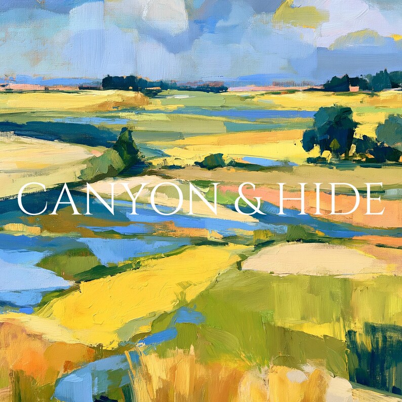 Cozy pastoral wall art for nursery — bright colors and playful brushstrokes evoke warmth and comfort for a calming space.