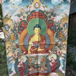 Bodhisattva Thangka Tapestry MeditatioTibetan Buddhist scriptures Thangka Painting,Vintage Wall hanging Buddist Art for Meditation Yoga gift