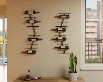 Modern Metal Wall Mounted Wine Rack – Minimalist Bottle Holder for Home Bar & Kitchen