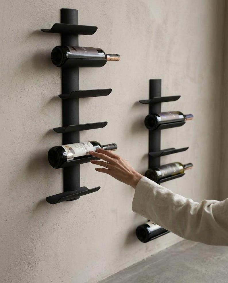 Modern Stainless Steel Wine Rack, Wall Mounted Minimalist Wine Storage ...