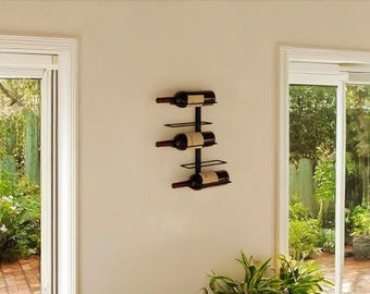 5-Bottle Wall Mounted Wine Rack – Modern Minimalist Metal Wine Holder for Home Bar/Kitchen