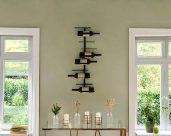 Wall Mounted Wine Rack – Metal, Modern Minimalist Design, Wine Bottle Holder