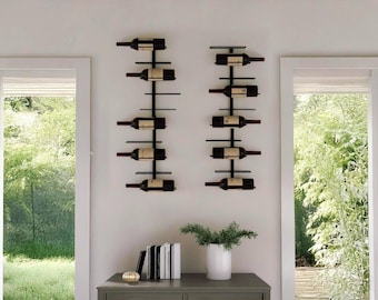Wall Mounted Wine Rack – Metal, Modern Minimalist Design, Wine Bottle Holder