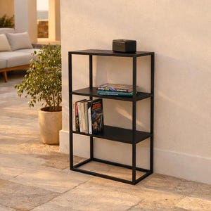 Slim Powder-Coated Steel Console Table, Modern Industrial Entryway Shelf