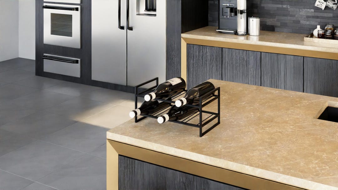 Modern Metal Wine Rack – Malbec Countertop Design | Minimalist 6 Bottle ...