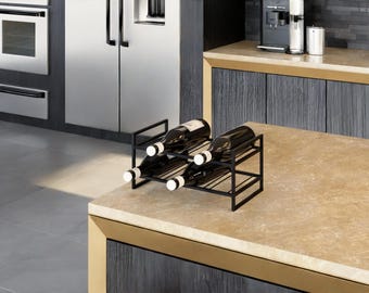 Modern Metal Wine Rack – Malbec Countertop Design | Minimalist 6 Bottle Holder