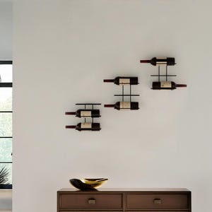 Wall Mounted Wine Rack – Matte Black Metal Modular Bottle Shelf, Modern Minimalist Design