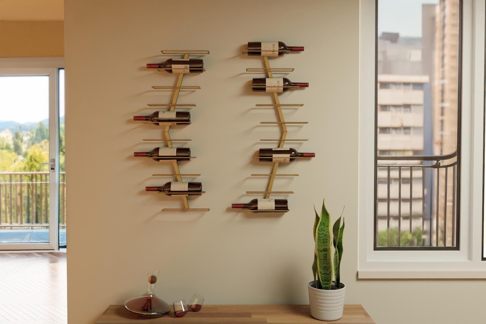 Modern Metal Wall Mounted Wine Rack – Minimalist Bottle Holder for Home ...