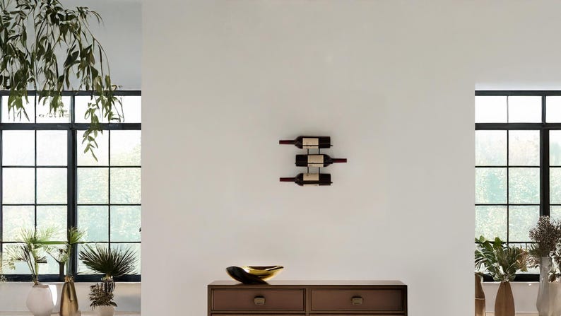Wall Mounted Wine Rack – Matte Black Metal Modular Bottle Shelf, Modern Minimalist Design